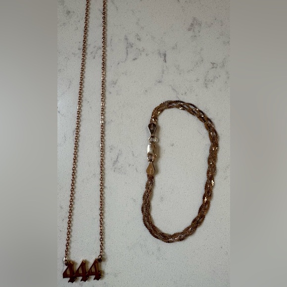 Rose Gold Mateo Nameplate Stacking Necklaces & Herringbone Bracelet - Picture 3 of 3